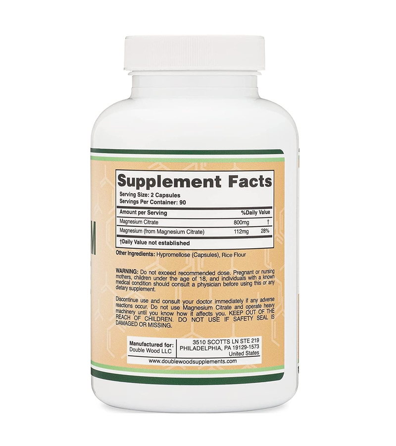 Magnesium Citrate 800mg -180 Capsules