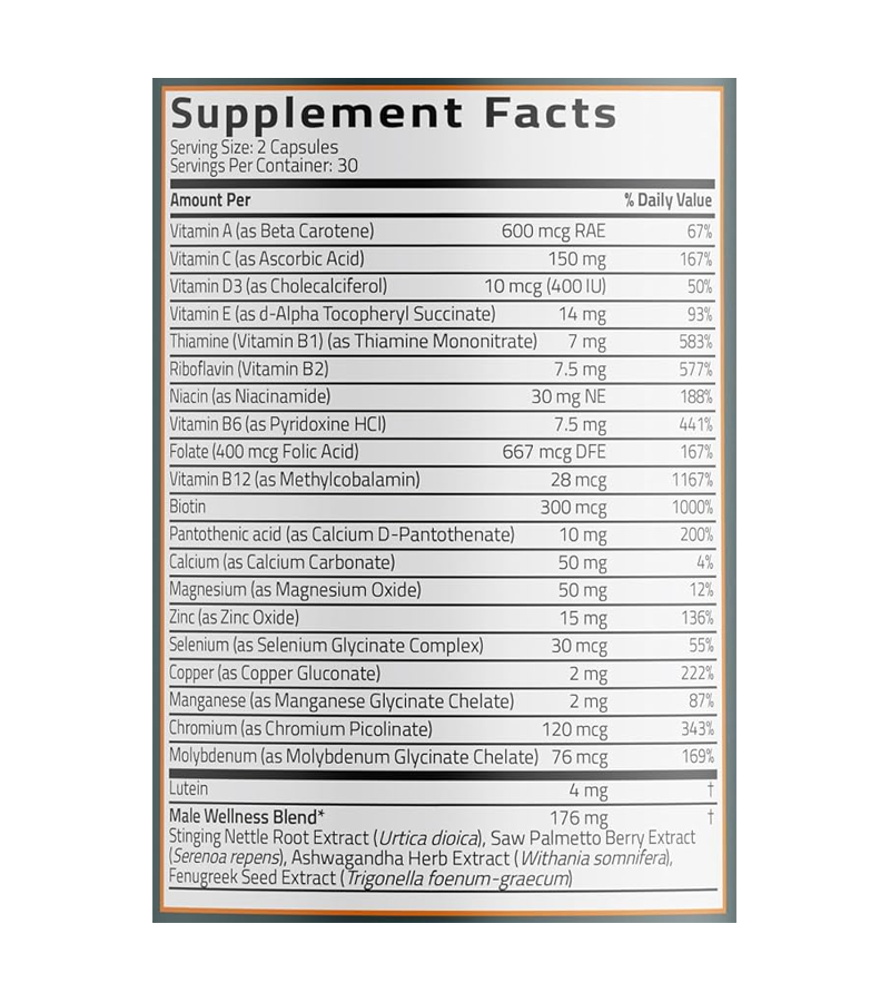 Bronson Multivitamin For Men All-in-One Daily Coverage Formula - 60 Capsules