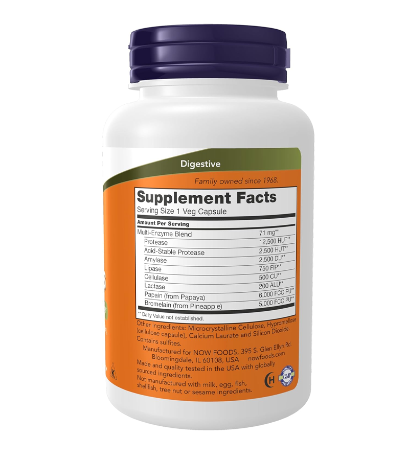 Plant Enzymes with Lactase, Protease, Papain and Bromelain - 120 Veg Capsules