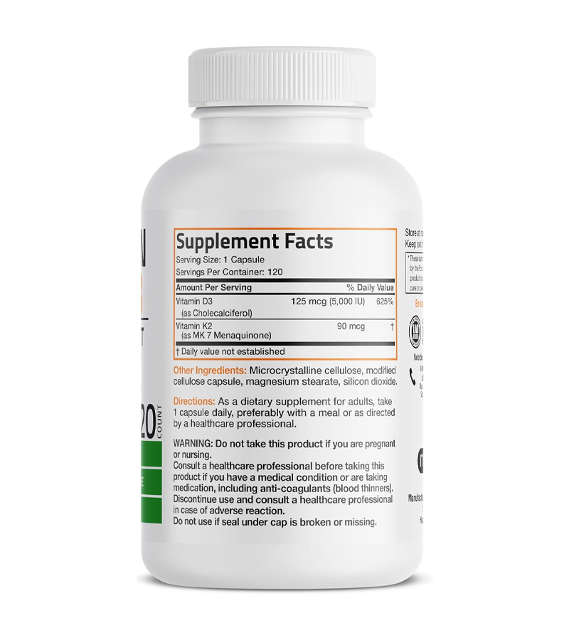 Vitamin K2 mk7 + D3 5000 IU - 120 Capsules