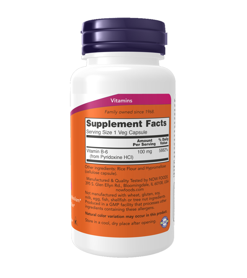 Vitamin B-6 100 mg -100 Veg Capsules