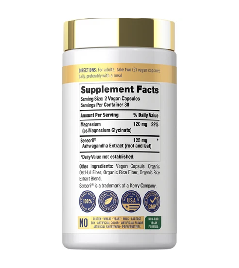 Cortisol Supplement (Ashwagandha and Magnesium Glycinate Blend) - 60 Vegan Capsules