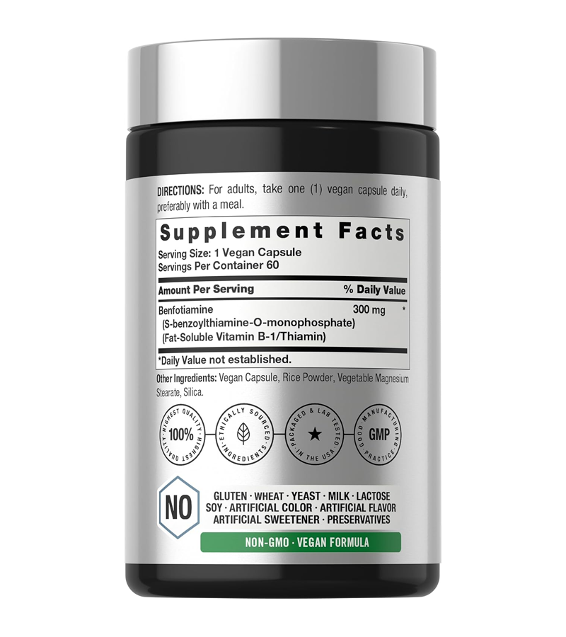 Benfotiamine ( Vitamin B1 Thiamine) 300mg - 60 Capsules