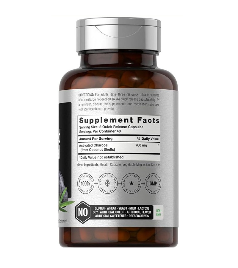 Activated Charcoal 780mg - 120 Capsules