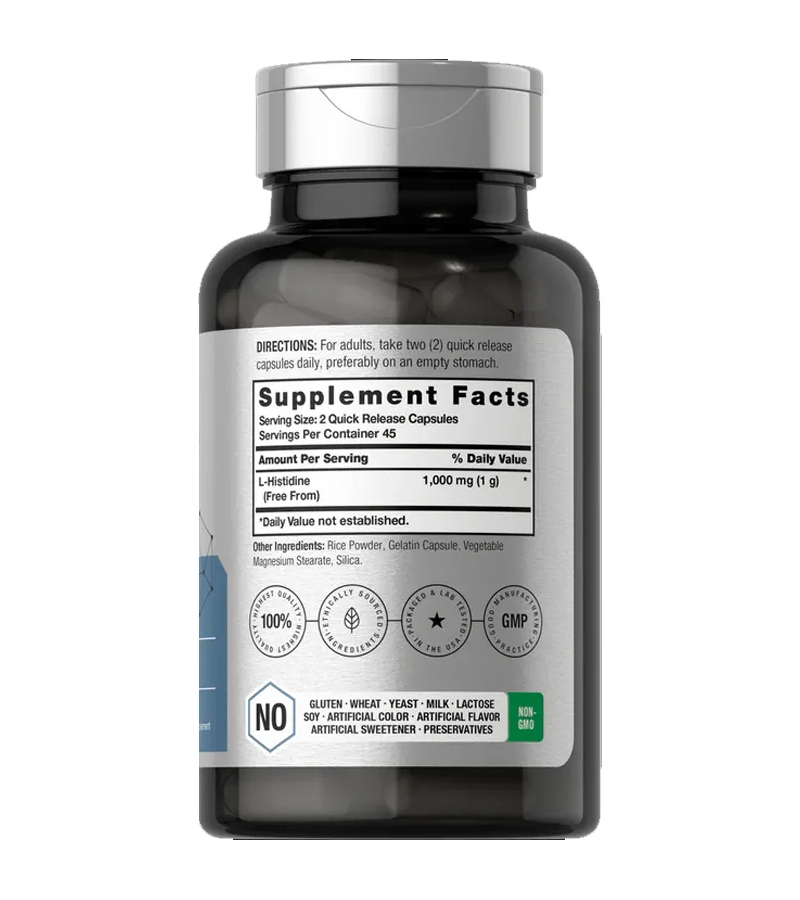 L-Histidine 1000mg per serving - 90 Capsules
