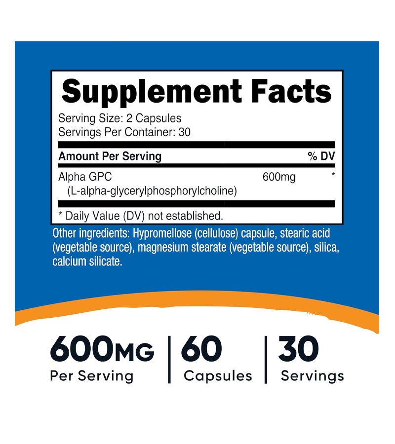 Alpha GPC 600mg Per Serving - 60 Veg Capsules