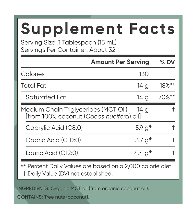 Organic MCT Oil C8, C10, C12 - 473ml