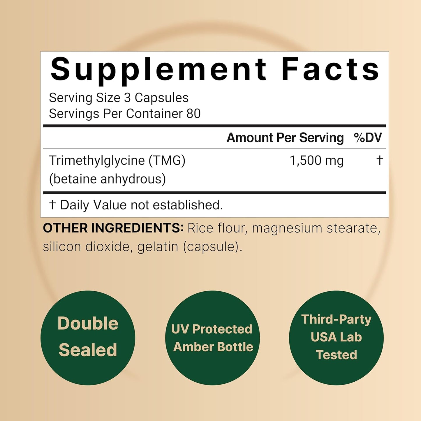 TMG Supplements 1500mg, 240 Capsules