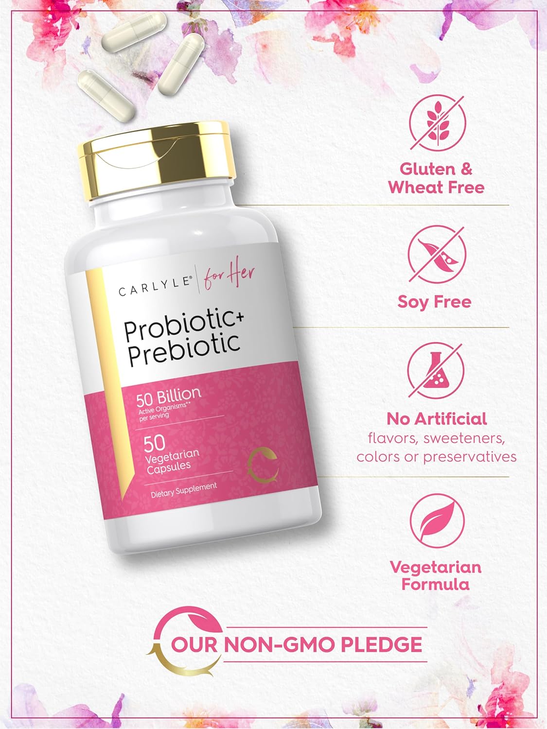 Probiotic and Prebiotic for Women 50 Billion - 50 Capsules