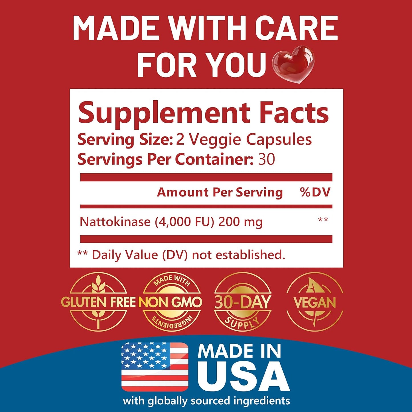 Nattokinase 4,000 FU Per Serving - 60 Capsules