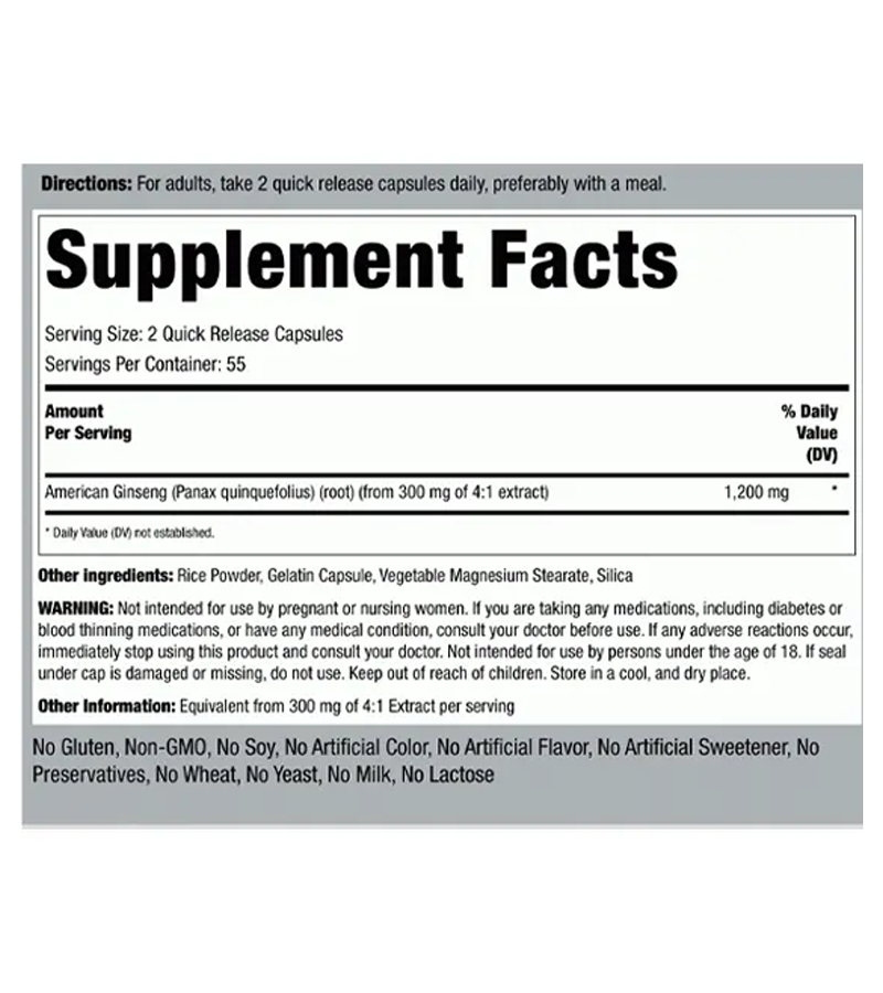 American Ginseng 1200mg - 110 Capsules