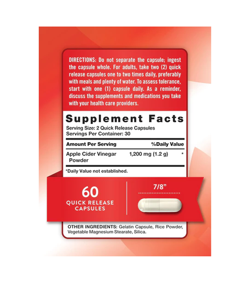 Apple Cider Vinegar 1200 mg - 60 Capsules