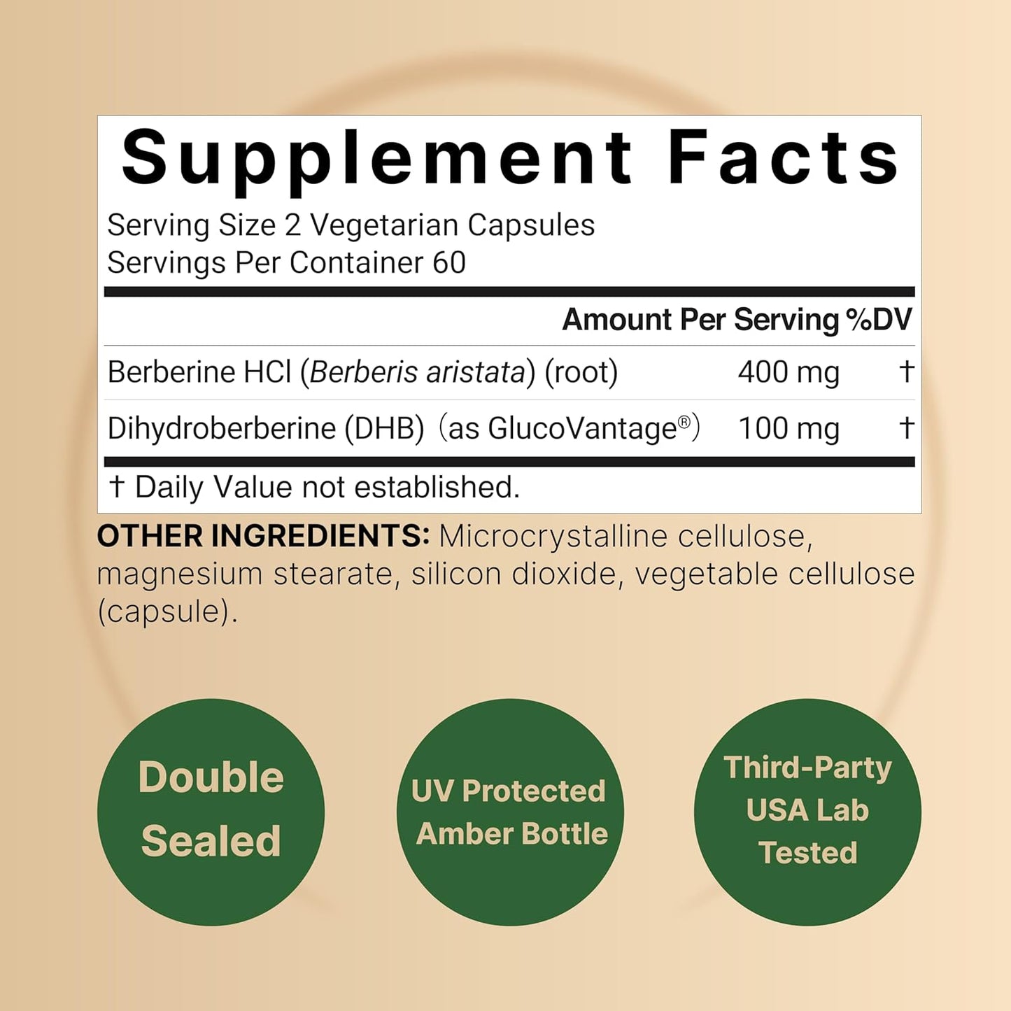 Berberine 2 in 1, Dihydroberberine with Berberine HCl 500mg, 120 Veggie Capsules