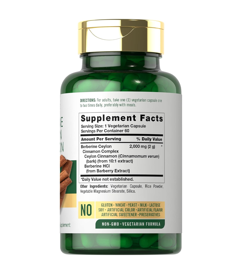 Berberine with Ceylon Cinnamon 2000mg - 60 Capsules