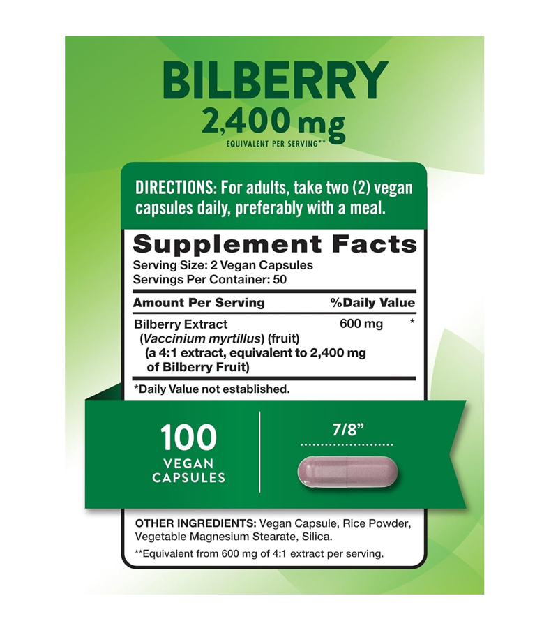 Bilberry Extract 2400mg - 100 Capsules