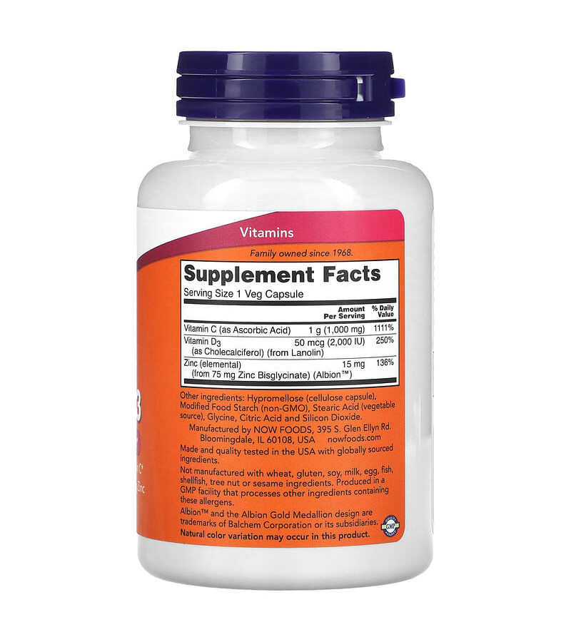 C-1000 Zinc & D-3 ,100 Veg Capsules