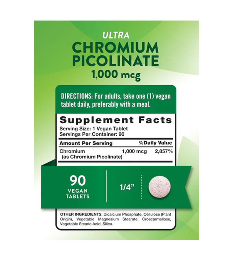 CHROMIUM PICOLINATE 1000 MCG - 90 Tablets