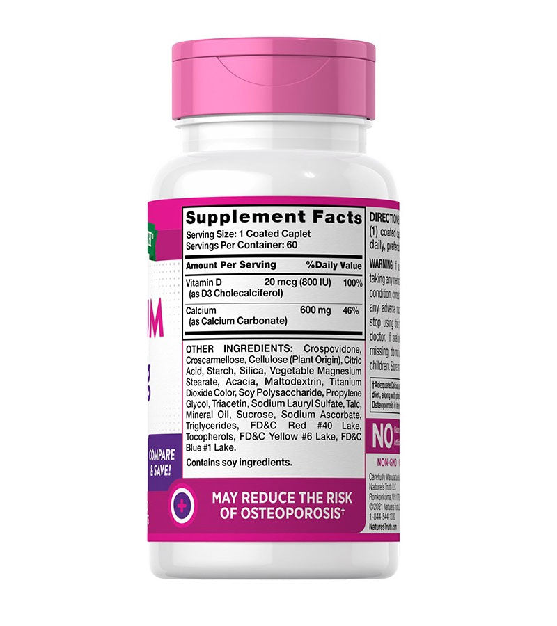Calcium 600 mg plus Vitamin D3 - 60 Coated Caplets