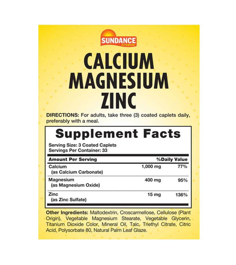 Calcium Magnesium Zinc - 100 Caplets