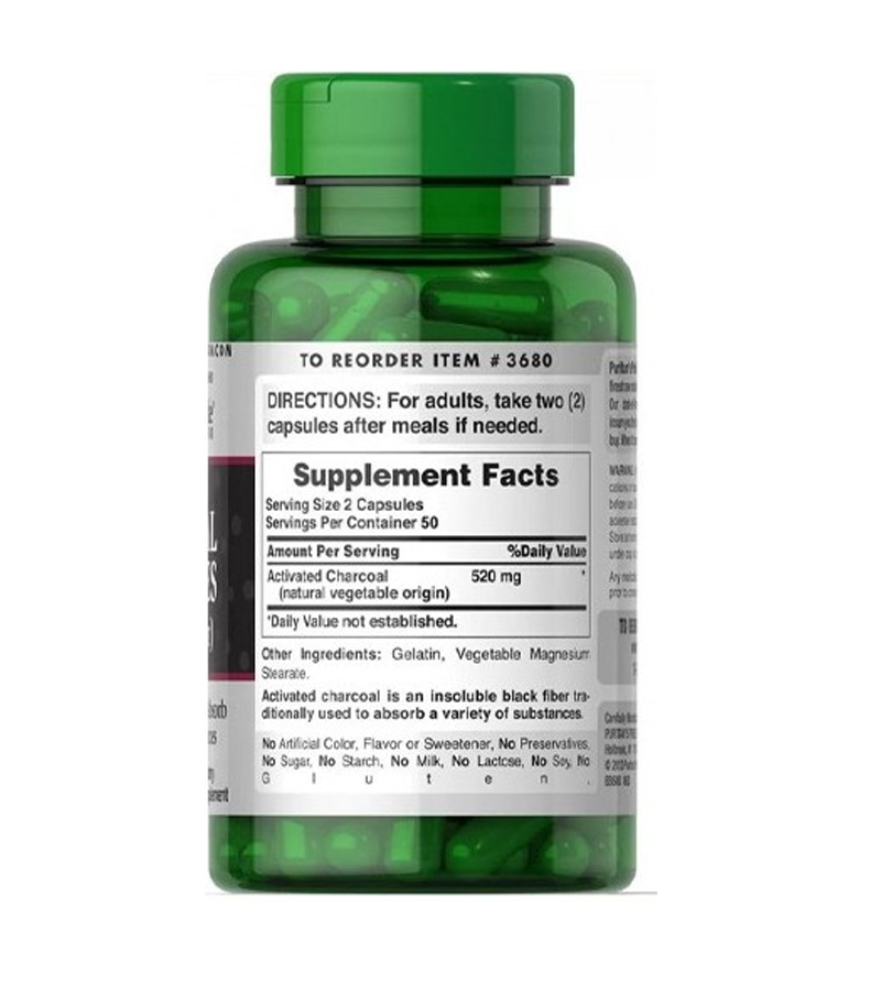 Charcoal (Activated) 260 mg - 100 Capsules