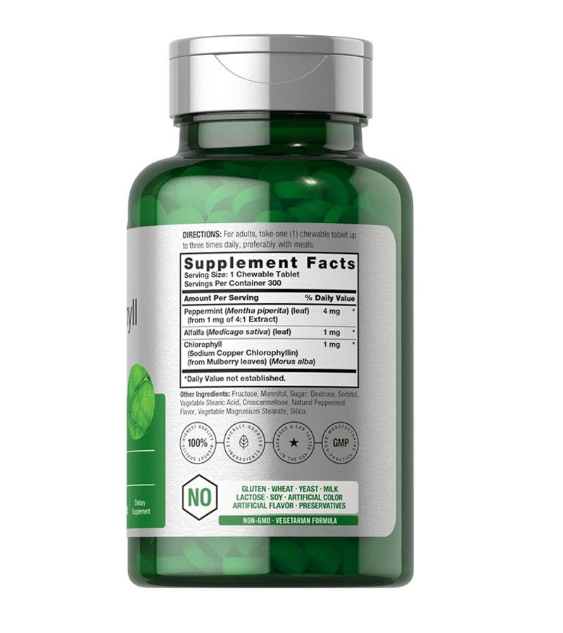 Chewables Chlorophyll - Natural Peppermint Flavor - 300 Chewables Tablets