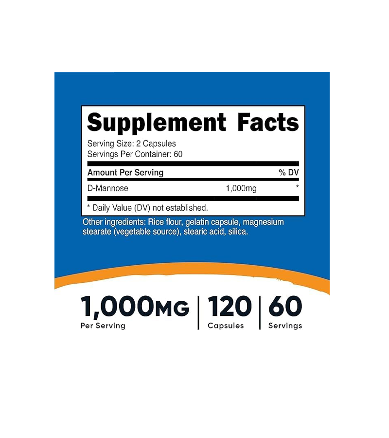 D-Mannose - Urinary Tract Health 1000 mg Per Serving -120 Capsules