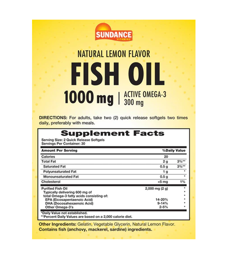 Fish Oil 1000mg - 60 Softgels Lemon Flavor