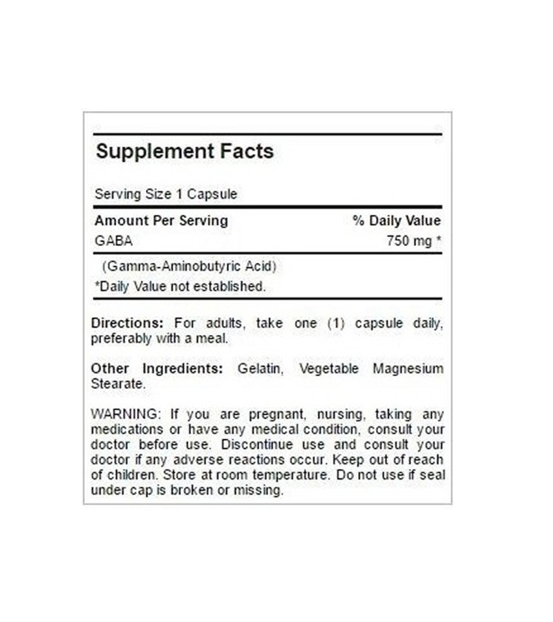 GABA (Gamma Aminobutyric Acid) 750 mg - 90 Capsules