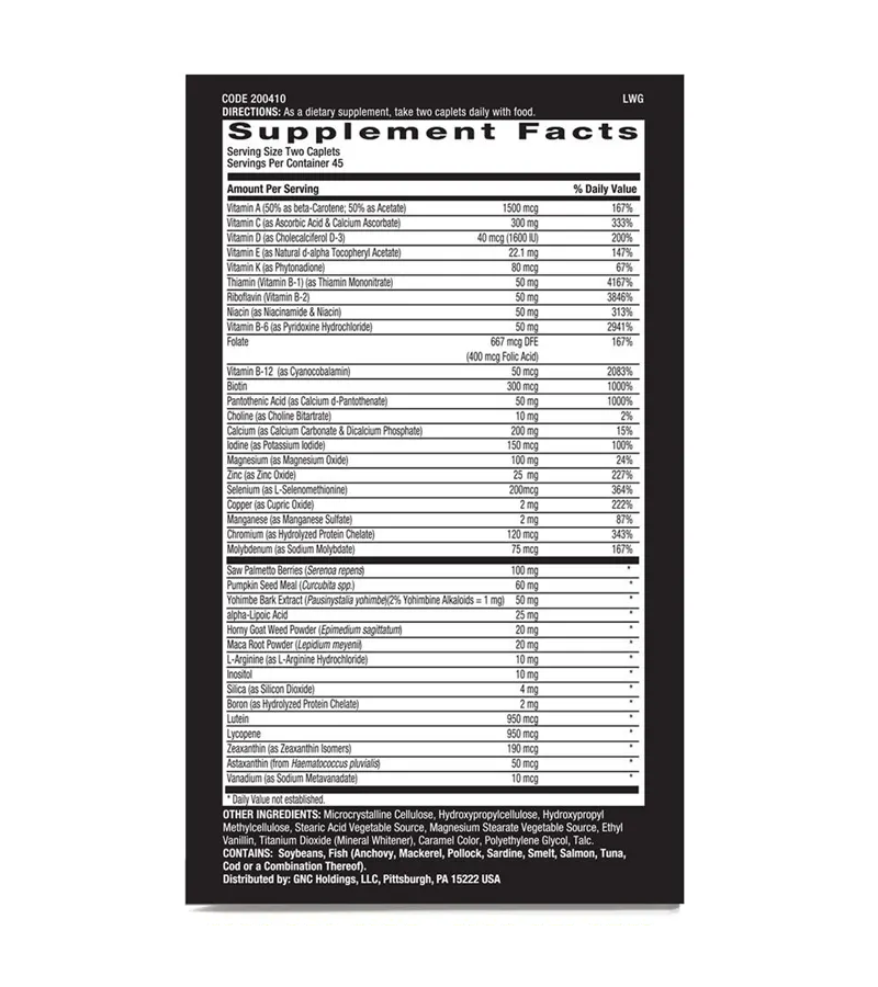 GNC Mega Men Prostate and Virility Multivitamin - 90 Caplets
