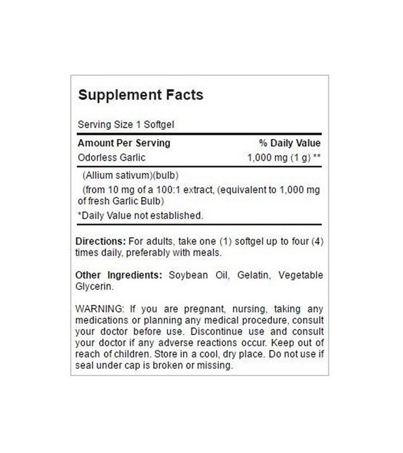 Garlic Extract 1000 mg - 100 Softgels