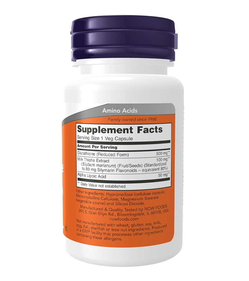 Glutathione 500 mg with Milk Thistle & Alpha Lipoic Acid - 30 Veg Capsules