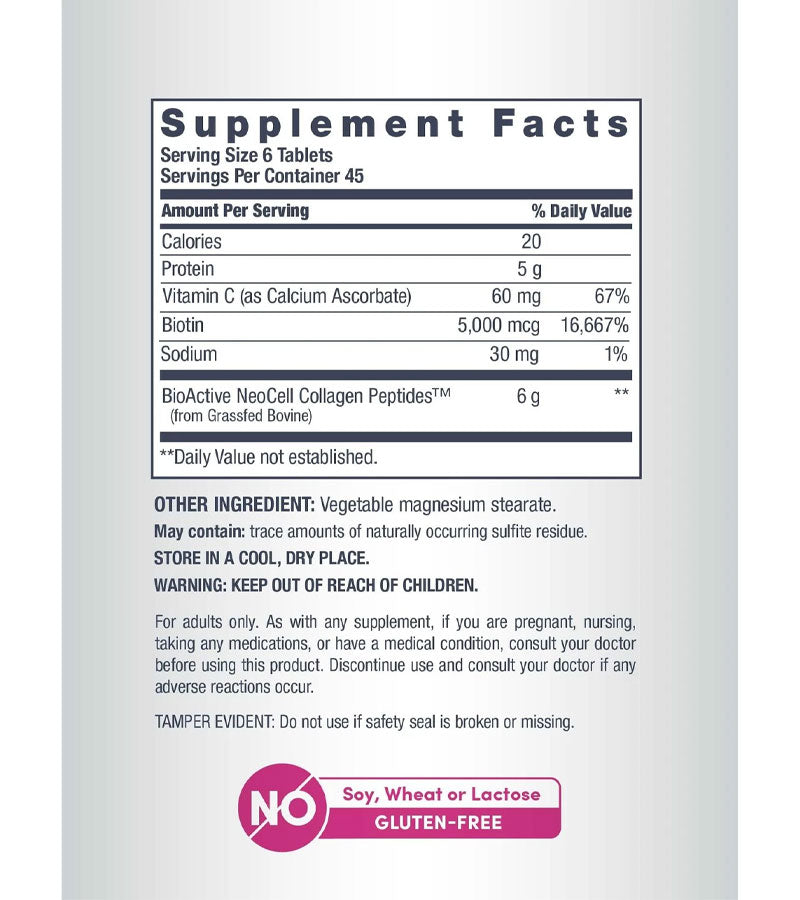 Grassfed Collagen Peptides With Vitamin C & Biotin - 270 Tablets