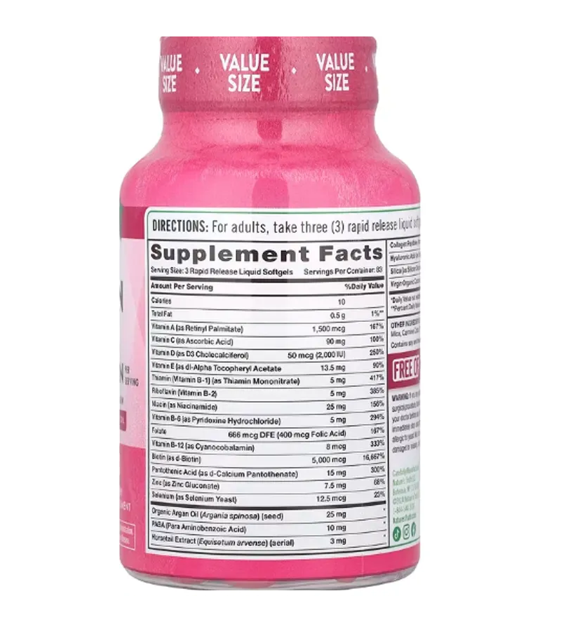 HAIR, SKIN & NAILS WITH BIOTIN 5000 MCG - 165 Quick Release Softgels