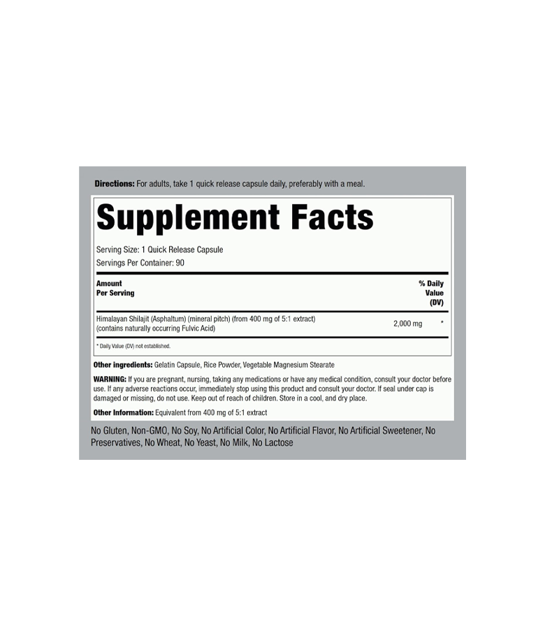 Himalayan Shilajit 2000mg - 90 Capsules