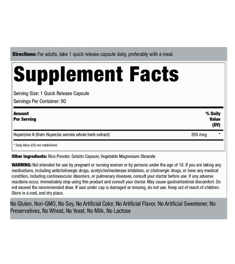 Huperzine A 200mcg - 90 Capsules