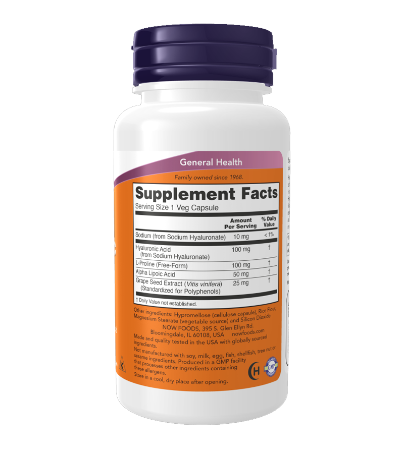 Hyaluronic Acid, Double Strength 100 mg - 60 Veg Capsules
