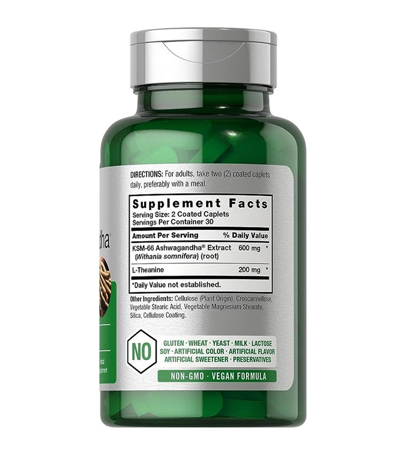 KSM-66 Ashwagandha with L-Theanine 600mg - 60 Caplets