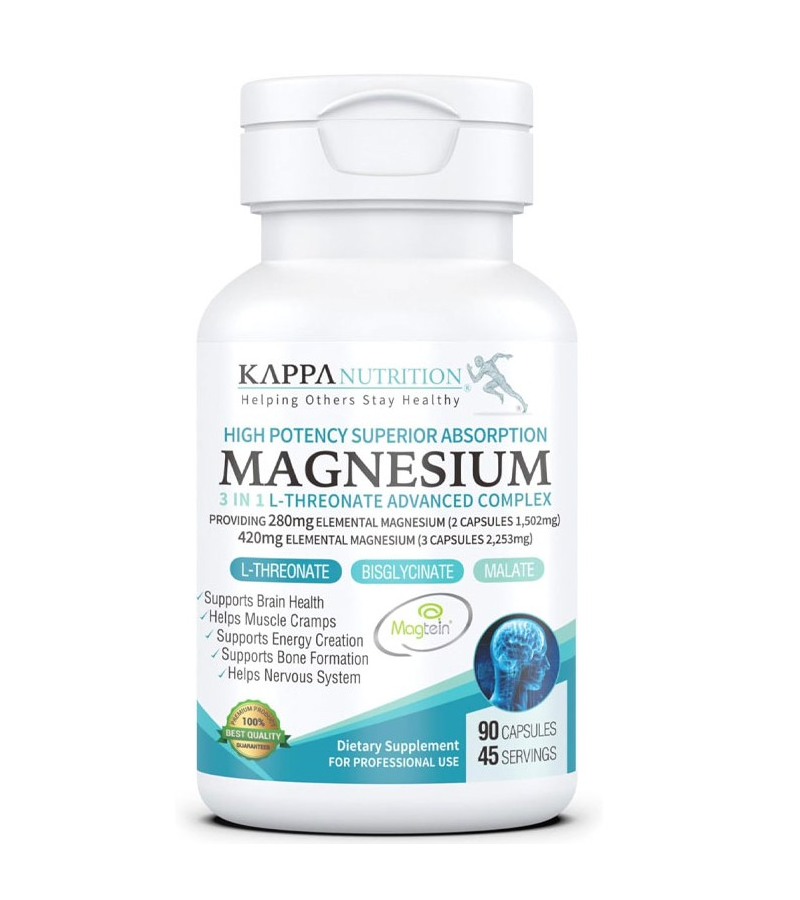 Kappa Magnesium, L-Threonate, Bisglycinate Chelate and Malate - 90 Capsules