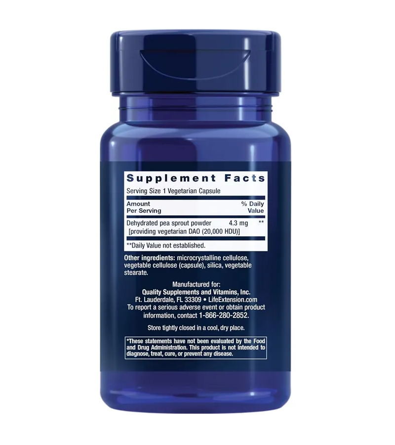 Life Extension Food Sensitivity Relief with Diamine Oxidase (DAO) - 60 veg Capsules