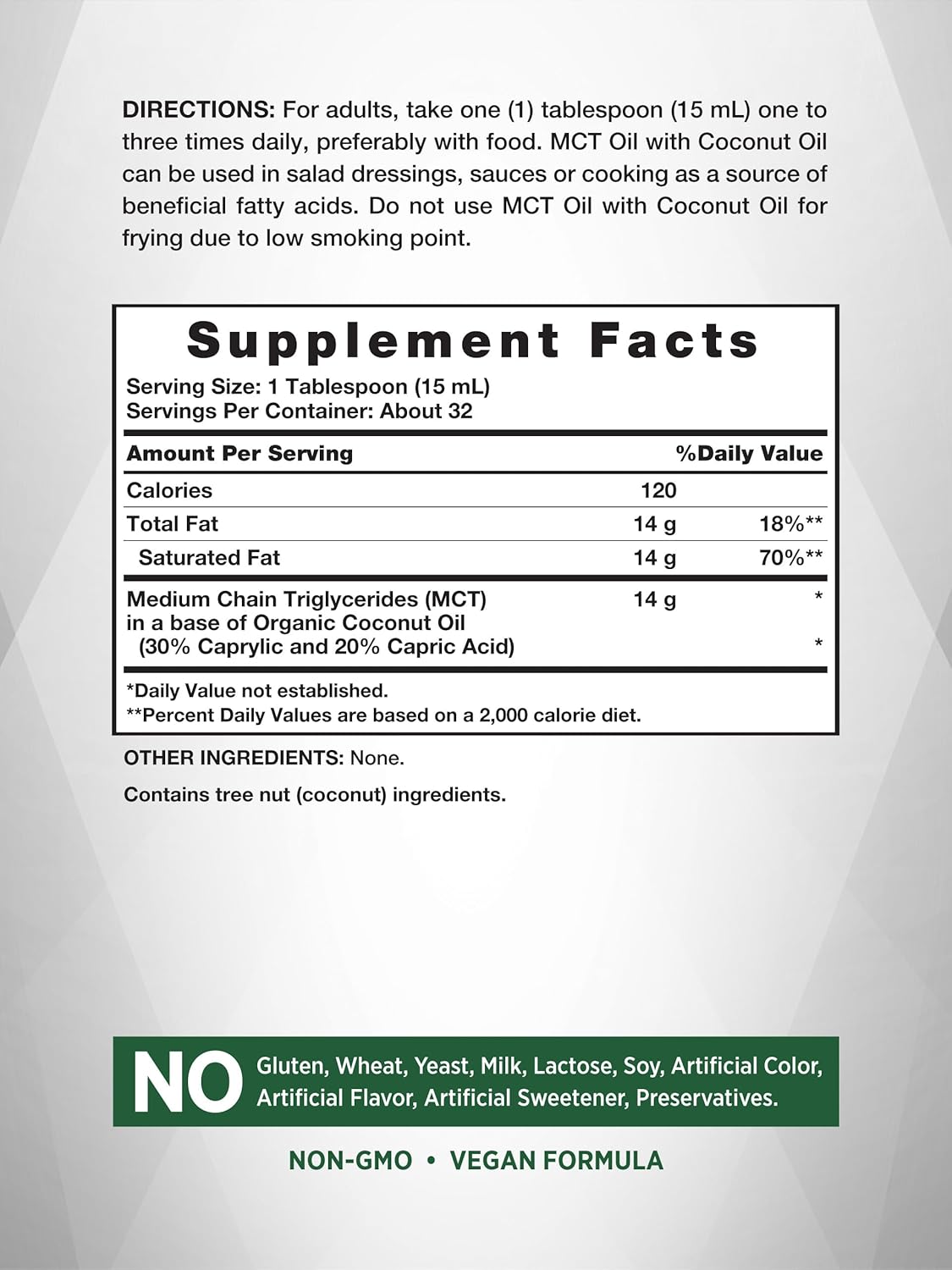 MCT Oil with Coconut Oil Liquid - 16oz (473ml)
