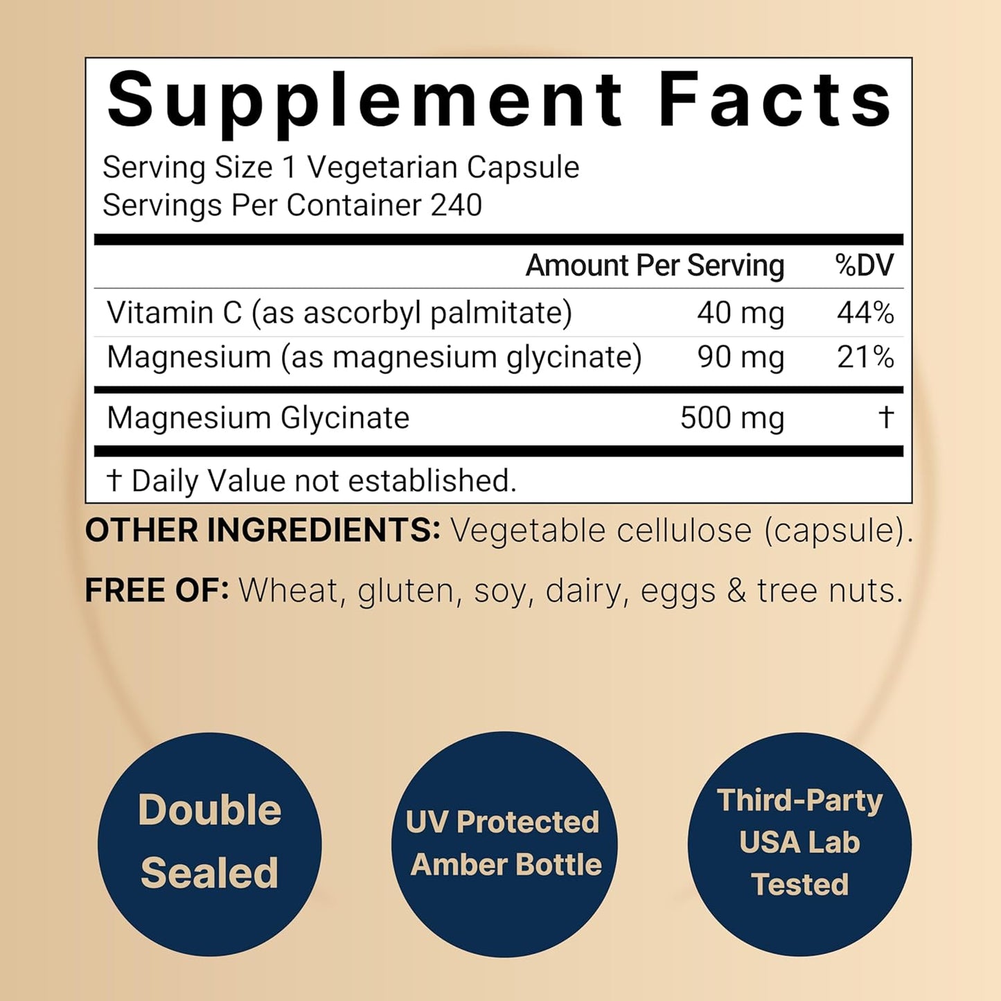 Magnesium Glycinate 500mg - 240 Capsules