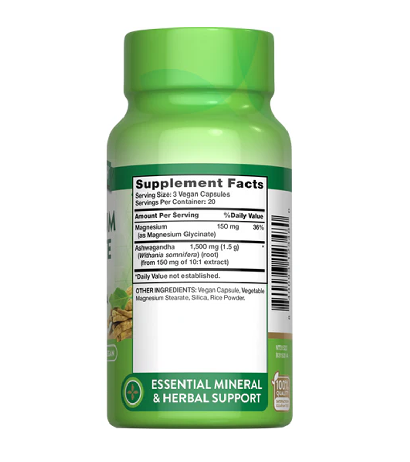 Magnesium Glycinate plus Ashwagandha - 60 Capsules