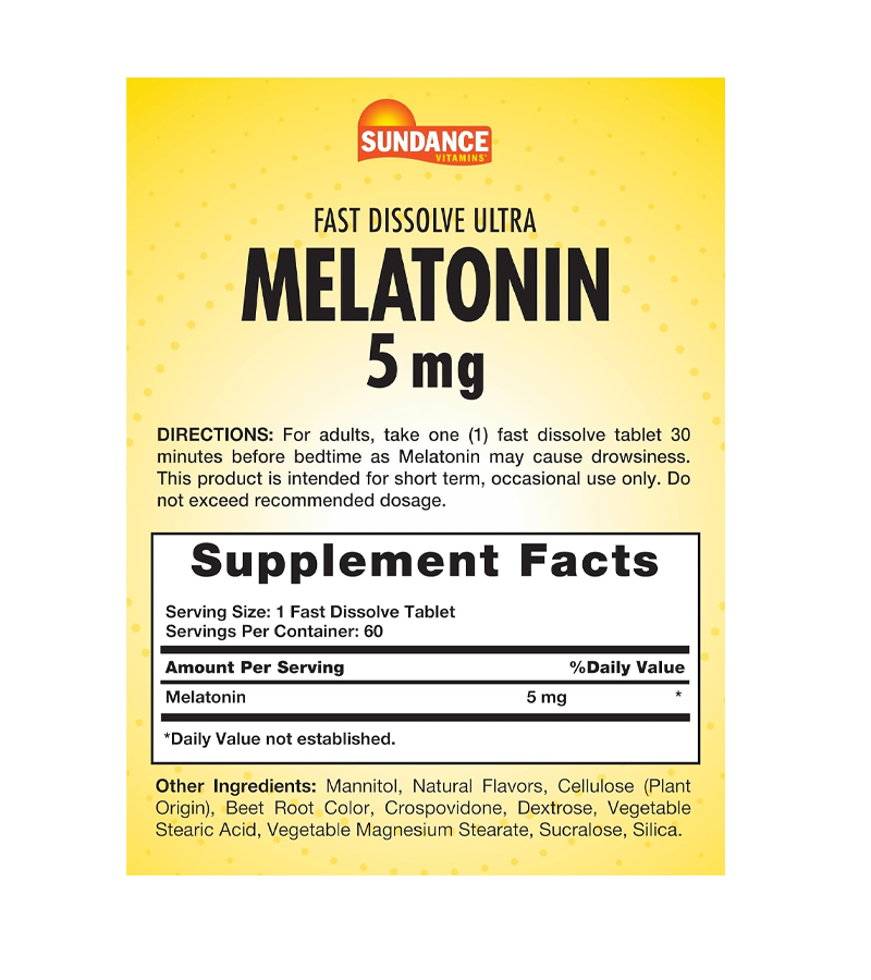 Melatonin 5mg - 60 Fast Dissolve Tablets Natural Berry Flavor