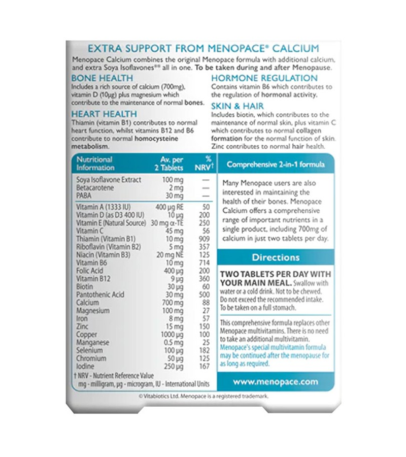 Menopace Calcium - 60 Tablets