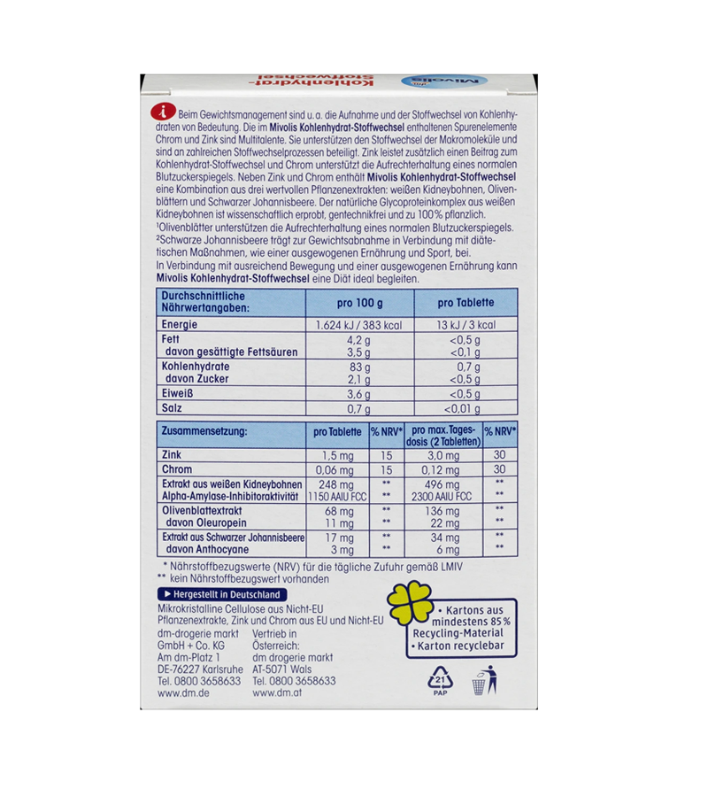 Mivolis Carbohydrate Metabolism - 20 Tablets