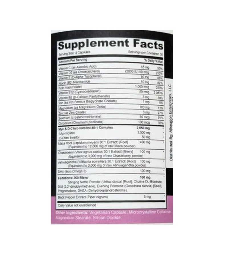 Myo-Inositol & D-Chiro Inositol 2050mg For Women's Fertility - 120 Capsules