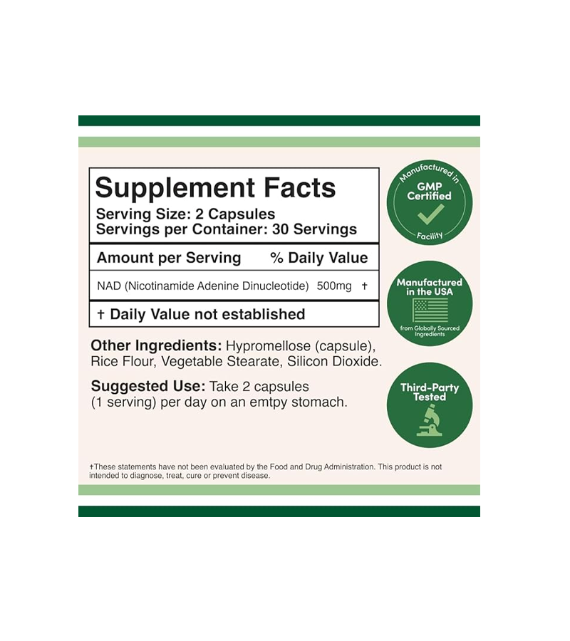 NAD+ 500 mg - 60 Capsules