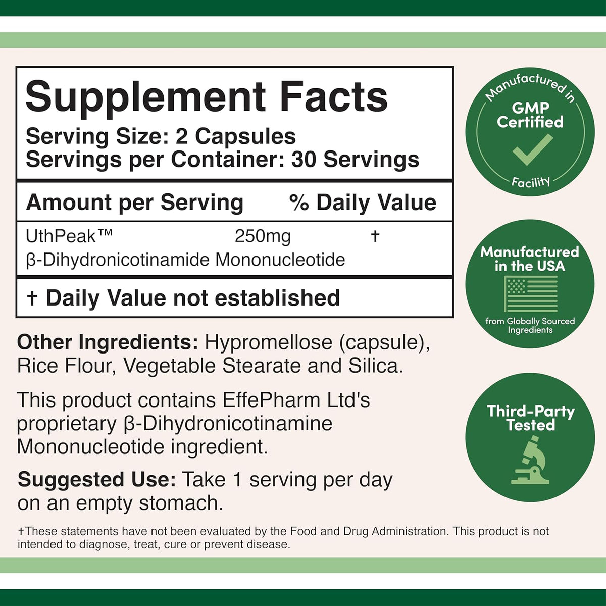 NMNH (Dihydronicotinamide Mononucleotide) 250 mg - 60 Capsules