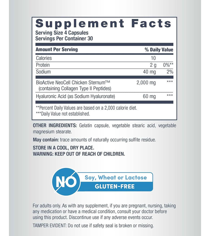 NeoCell Joint Complex Collagen Type II, Plus Hyaluronic Acid - 120 Capsules