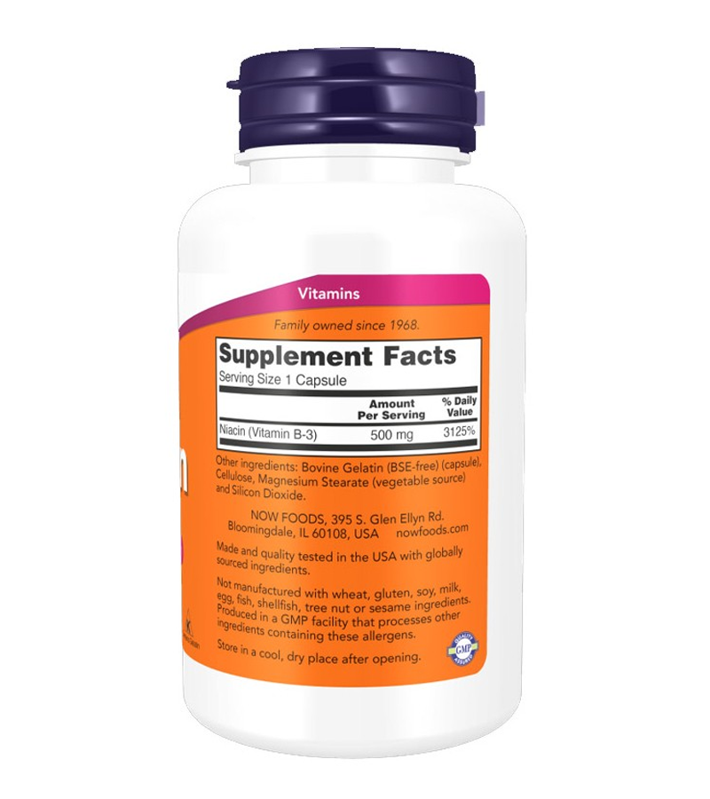 Niacin (vitamin B3 ) 500 mg - 100 Capsules